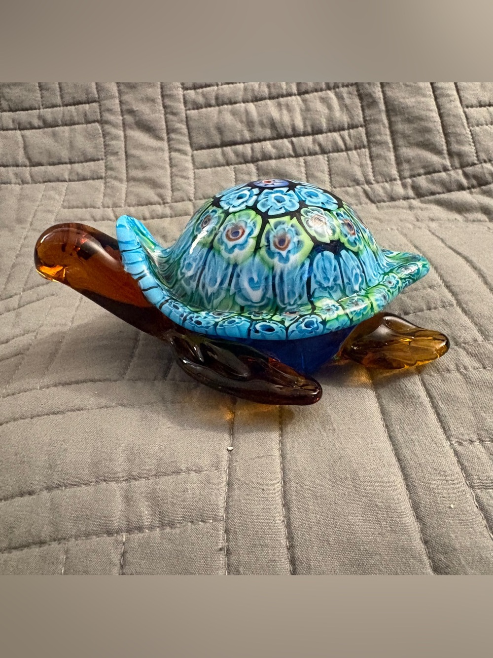Millefiori Sea Turtle Art Glass Paperweight Figurine - Picture 6 of 13